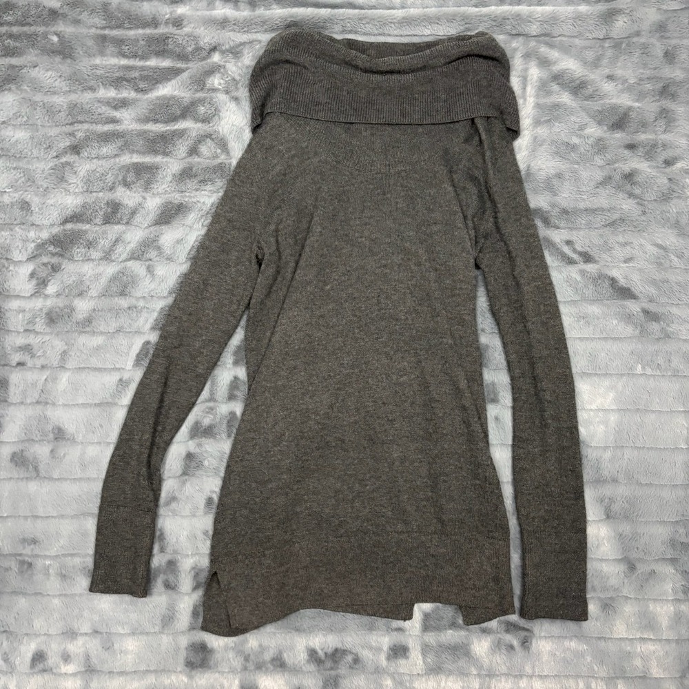 Loft Womens Charcoal Gray Cowl Neck Long Sleeve Knit Sweater Size S 469422